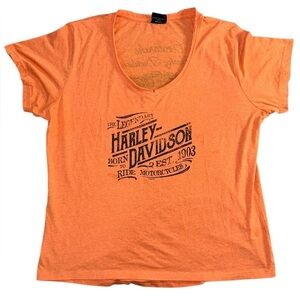 Harley-Davidson Headline Raw-Edge Shirt Women’s Size XL Burnt Orange Colorado